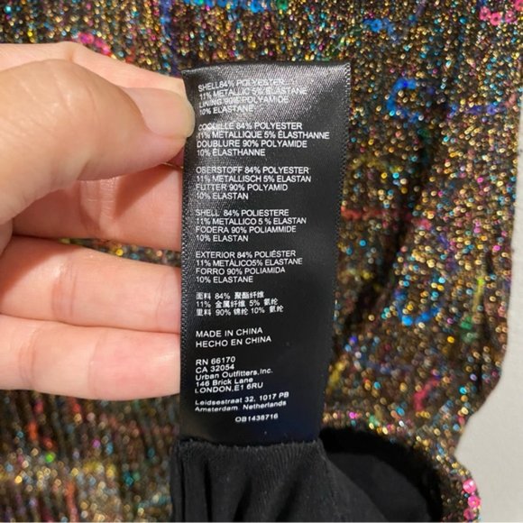 Urban Outfitters Sequin Glitter Gold Multicolor Halter Mini Dress Cut Out XS - Picture 4 of 8